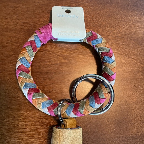 Keychain. Multi Color Leather Key Ring Bracelet With Tassels. NWT - Picture 5 of 6